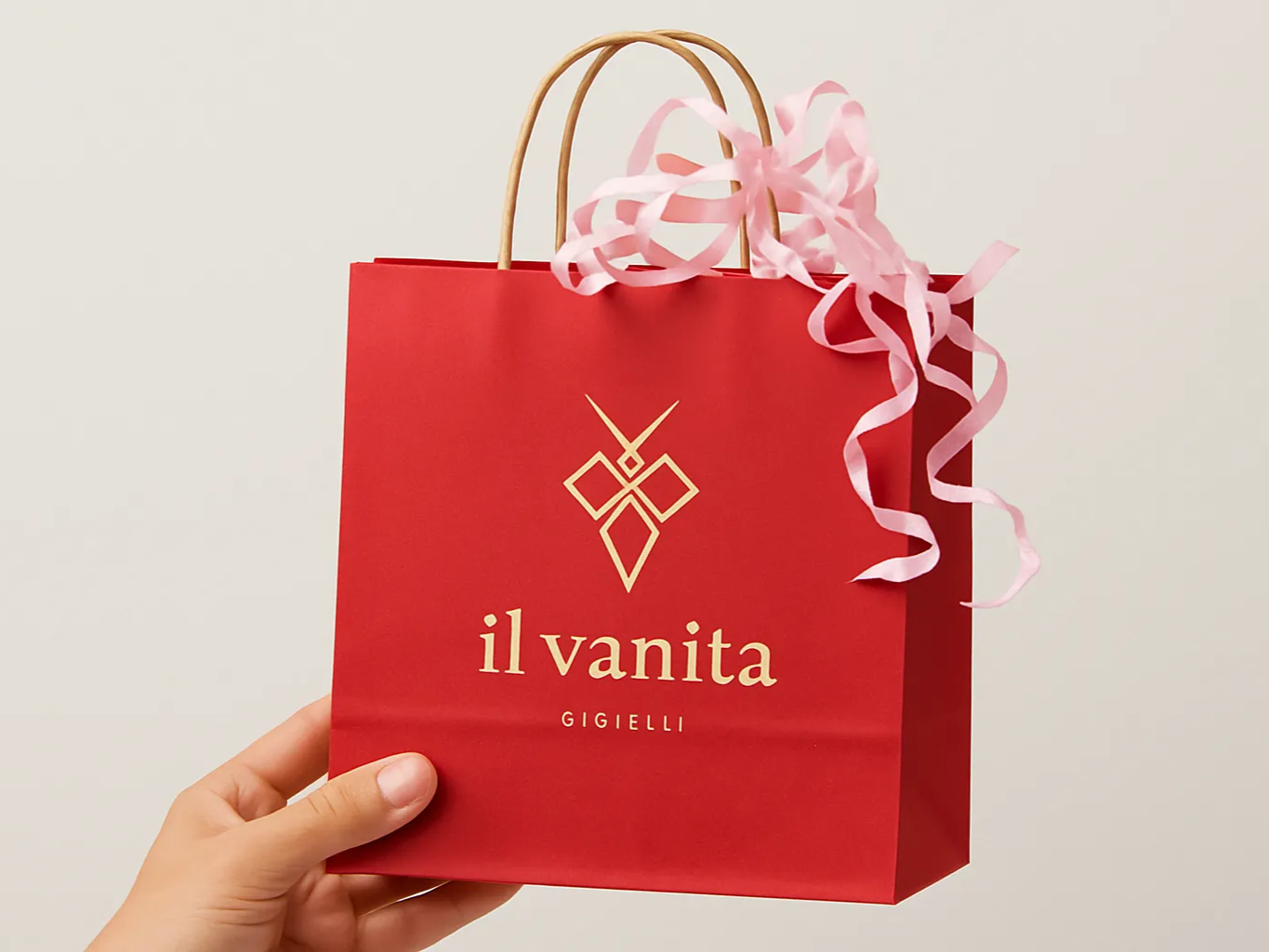 Red Gift Bag with Pink Ribbon Handle - Parameters
