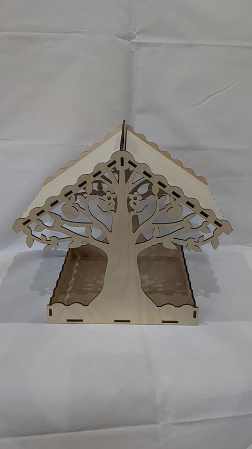 [Laser cut and engrave] Bird Feeder, garden decor, laser cutting design. Birds house, tree silhouette, laser cut template. Cut model, birthday gift, garden house.