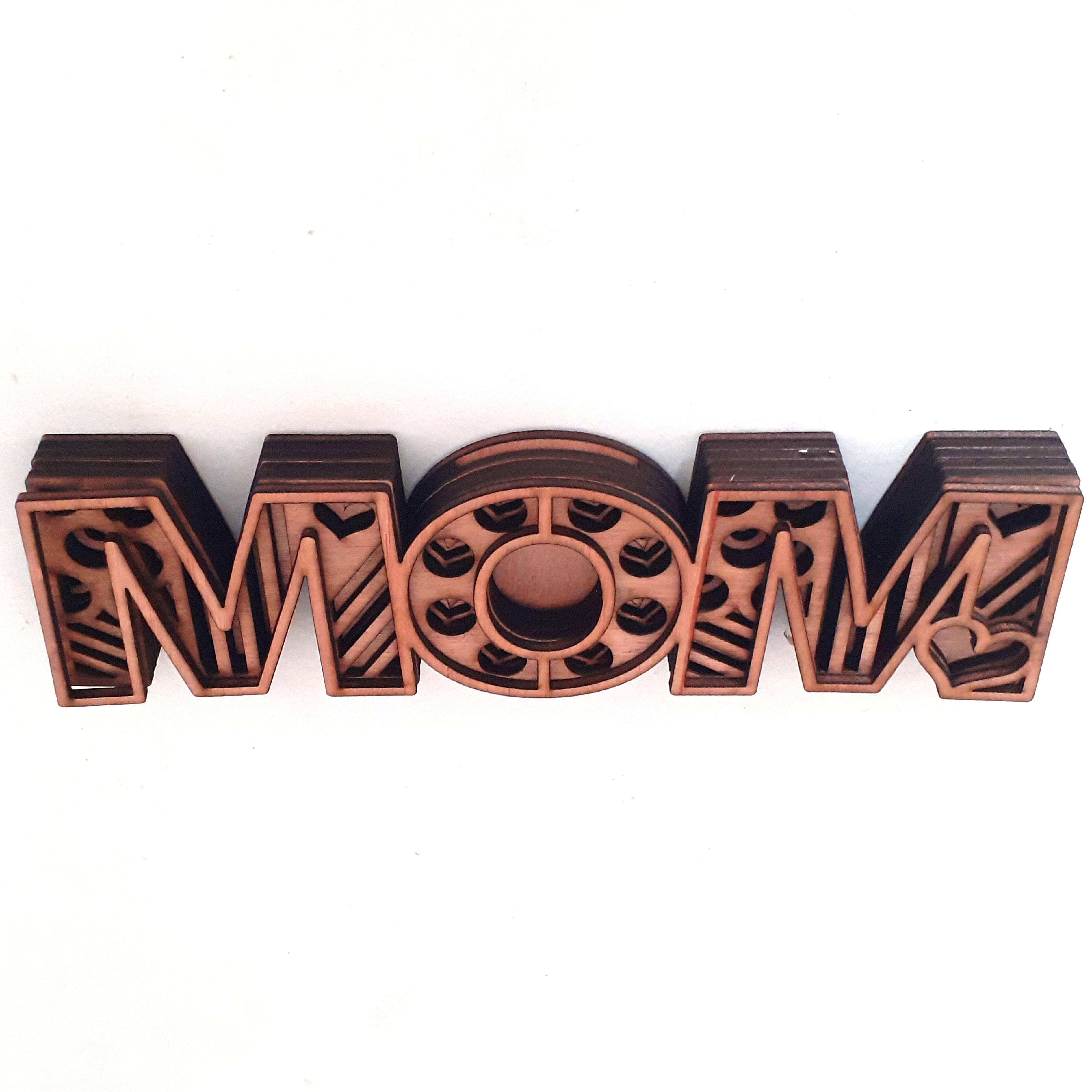 Layered Wooden MOM Photo Frame with Hearts birthday gift for mom idea