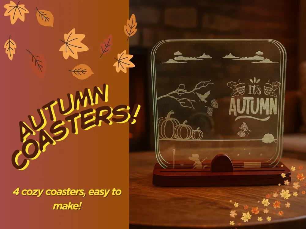 Cozy Autumn Acrylic Coasters with Layered Holder