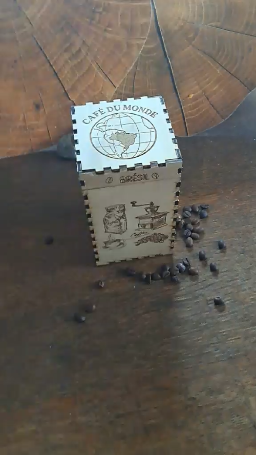[Laser cut and engrave] triptyque de boîtes de rangement pour grains de café gravées au laser pour cuisine