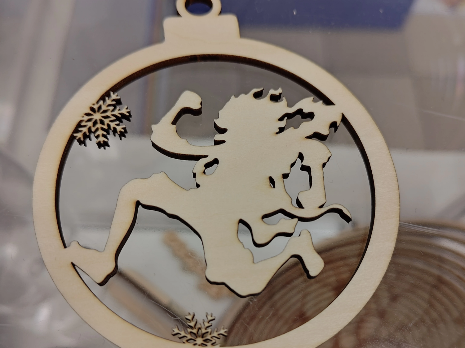 Wood cut Christmas ornament of Gear Five Luffy in circular frame gift idea