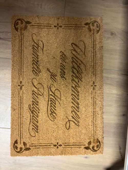 [Laser cut and engrave] Laser Engraved Custom Welcome Doormat with Elegant Border Design
