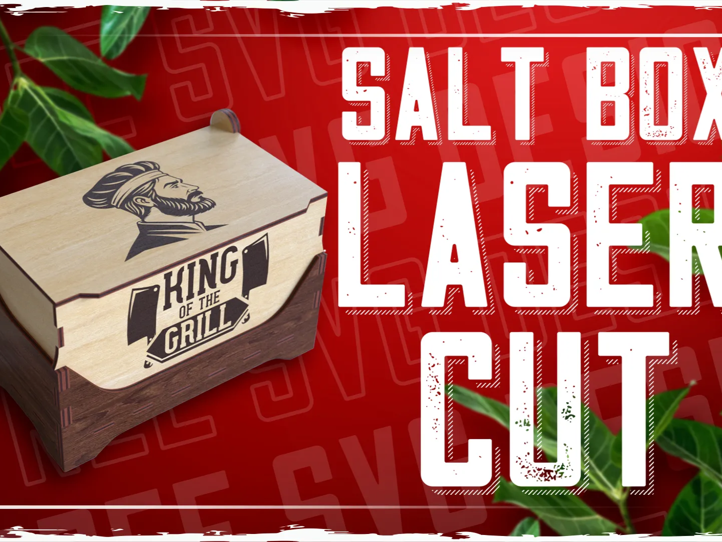 Salt Box Laser Cut Design, King of the Grill Wooden Salt Box Laser Cut, Wooden Salt Cellar Box SVG, Salt & Pepper Box dad birthday gift idea