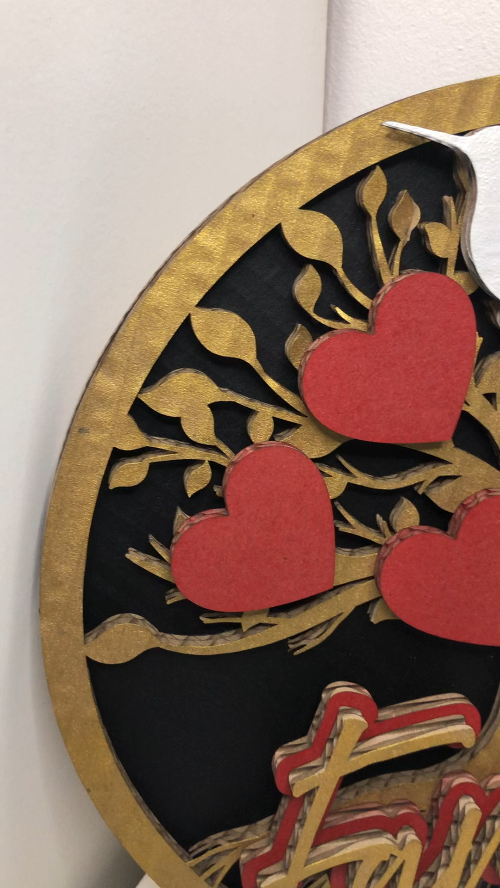 [Laser cut and engrave] Laser Cut Wooden Family Tree Wall Art with Hearts and Birds
