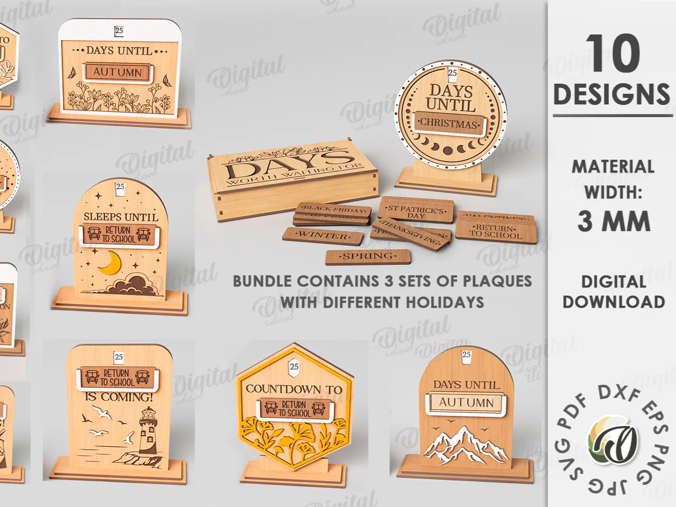 3D Interchangeable countdowns bundle. Days until calendar laser cut ...