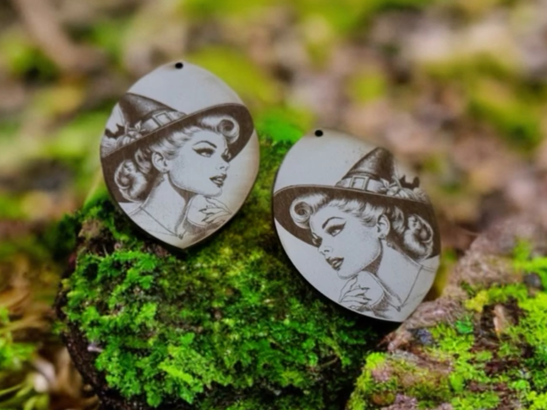 Retro witch earrings(bonus file!)