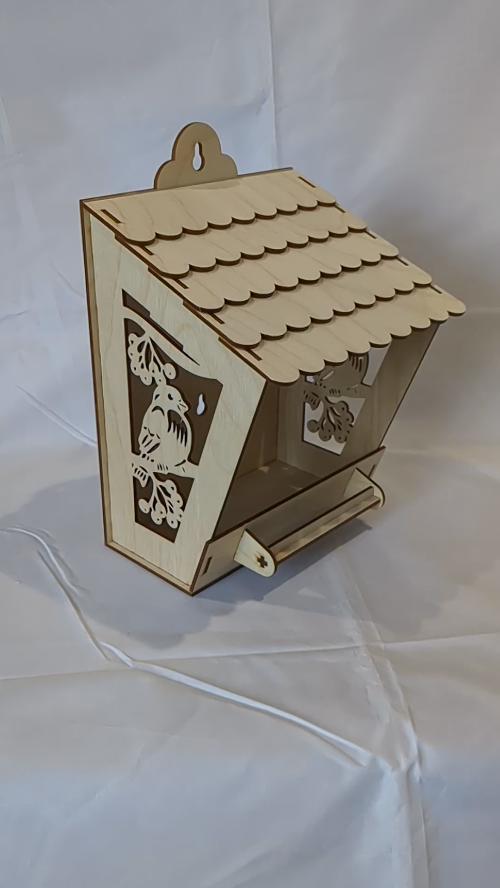 [Laser cut and engrave] Gift birds feeders, garden decor, laser cutting design. Birds house, bird pattern, laser cut file. Vector template, cut model, garden house.