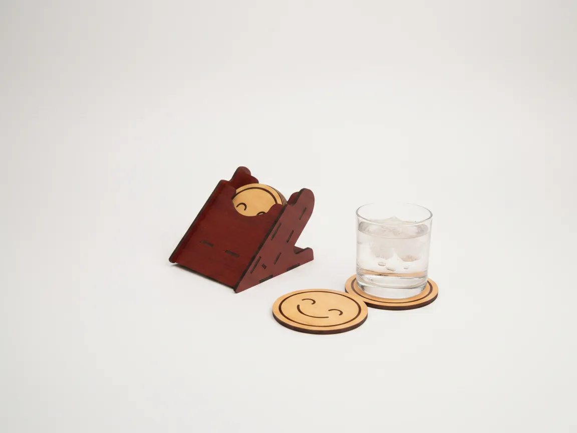 Emoji coaster set with matching holder SVG file