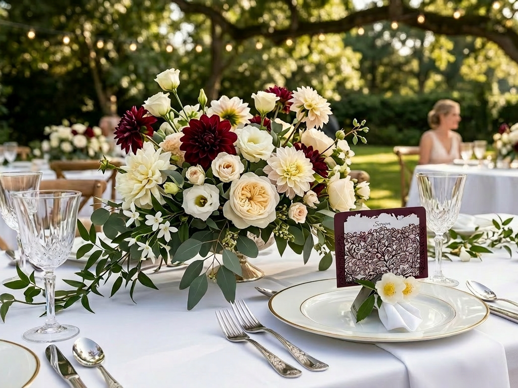 Personalized Name Place Card Napkin Holder laser cut design on a table