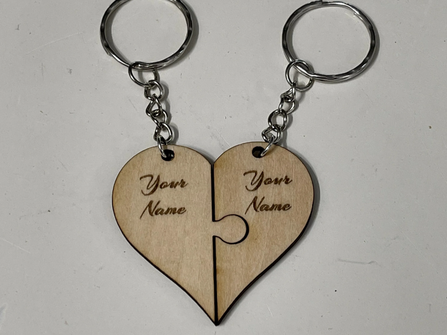 Wooden Couple Keychain with Heart Design valentines day gift design