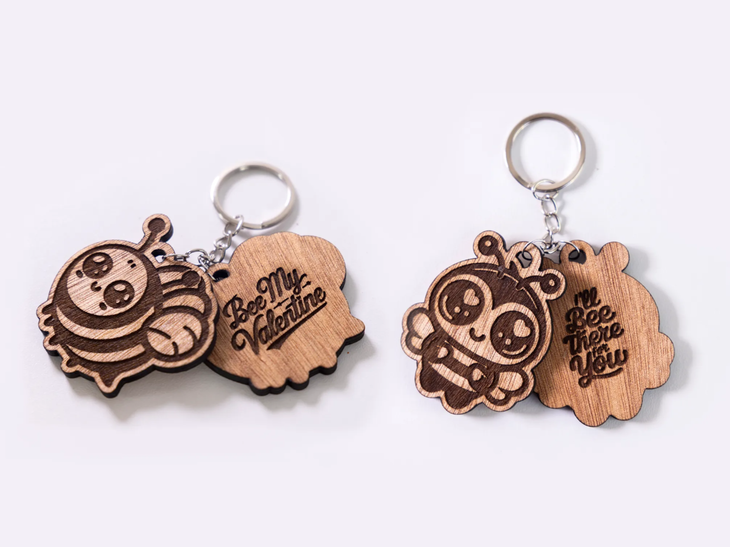 Cute Bee Keychain with Punny “Bee My Valentine” Quote valentines day gift design