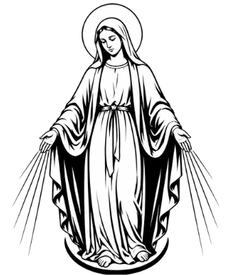 vierge marie bras tendu carte de visite noire.xcs