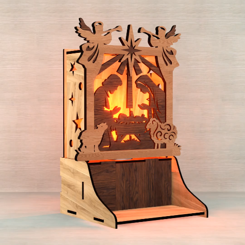 [Laser cut and engrave] Days Until Christmas Calendar – Nativity Scene Laser Cut Wooden Countdown with Candle Holder