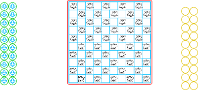 Checker board with leafs pieces 10 x 10 and polar bears.xcs
