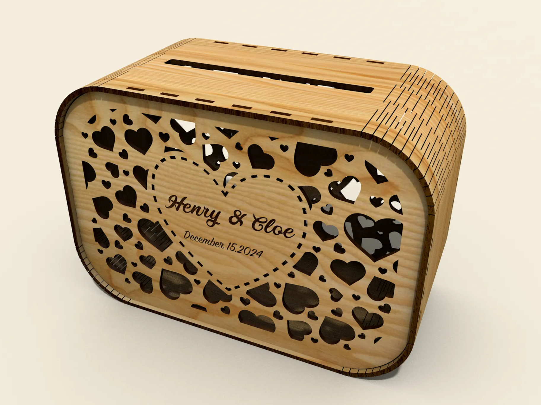 Wedding Card Box with Names gift for her design