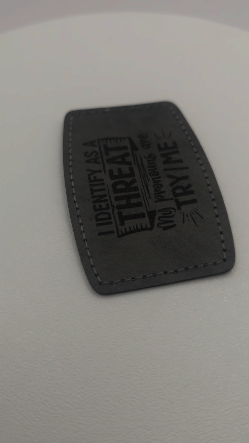 [Laser cut and engrave] Leather Patch with Motivational Quote on Denim Jacket