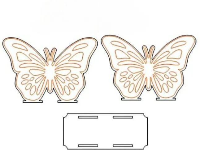 Pièces support décoratives papillon en bois à découper au laser