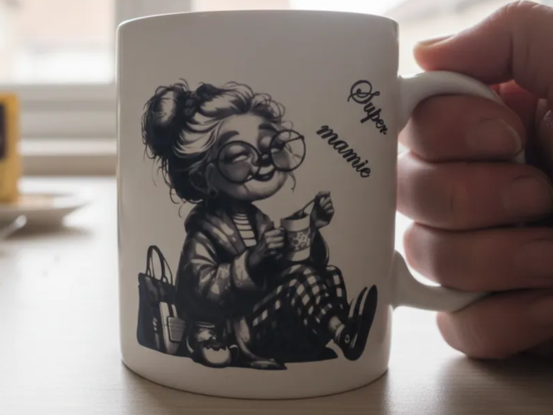 Personalized Ceramic Mug with Grandma Illustration gift for grandma idea
