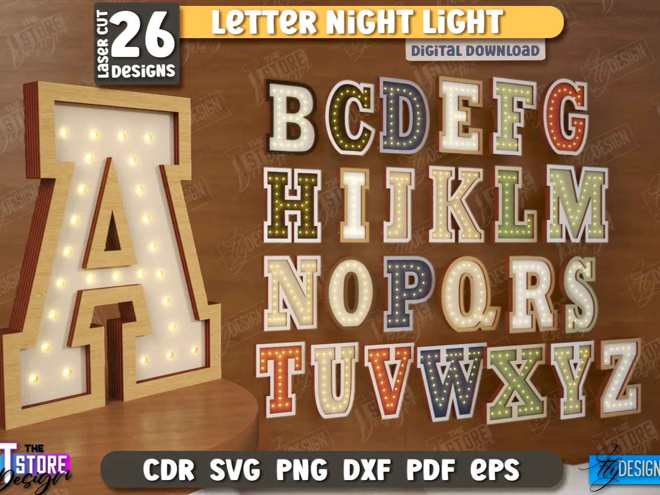 Letter LED Night Light Bundle (Alphabet Light Box) laser-cut night lamp idea