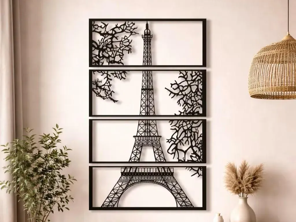 Laser Cut Eiffel Tower 3D Wall Art Decor – SVG Vector Files | Digital Download