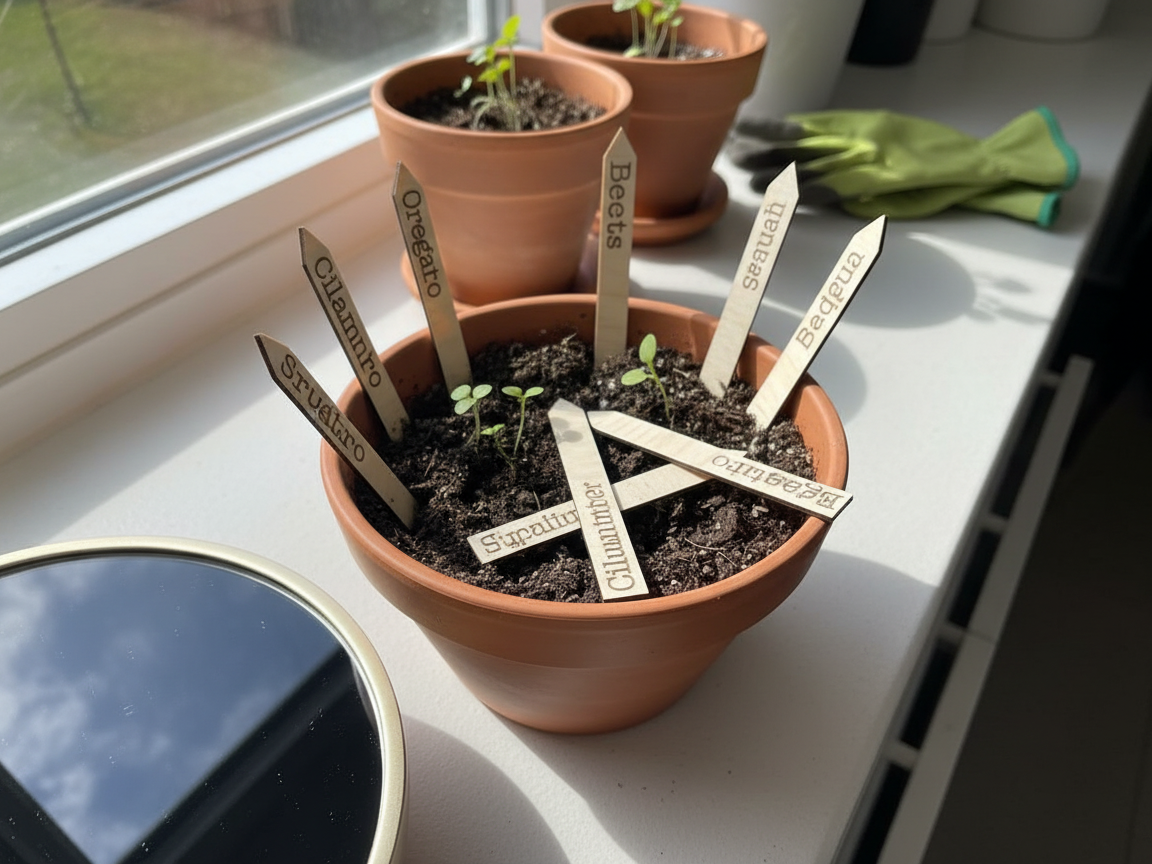 Kitchen Herb Spice Labels laser cut spice storage idea