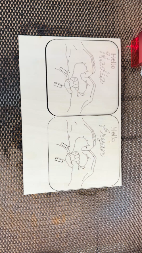 [Laser cut and engrave] Hello Aryan personalized wooden hand heart sign decor