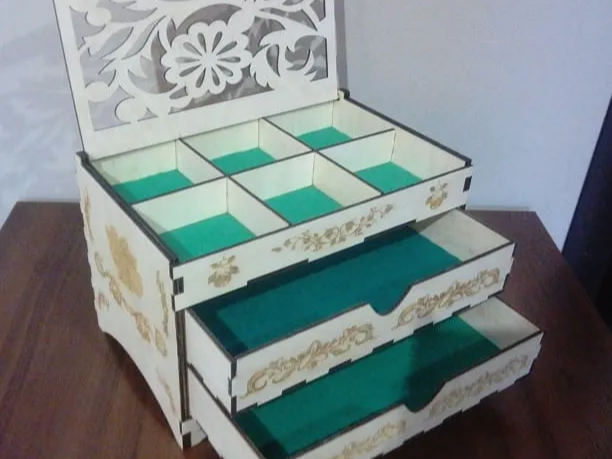 Jewelry box with drawers and interior compartments birthday gift for her idea