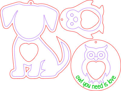 Owl penguin dog - Valentine Heart.xcs