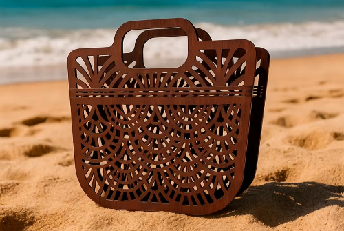 [Laser cut and engrave] Wooden Beach Tote BAG
