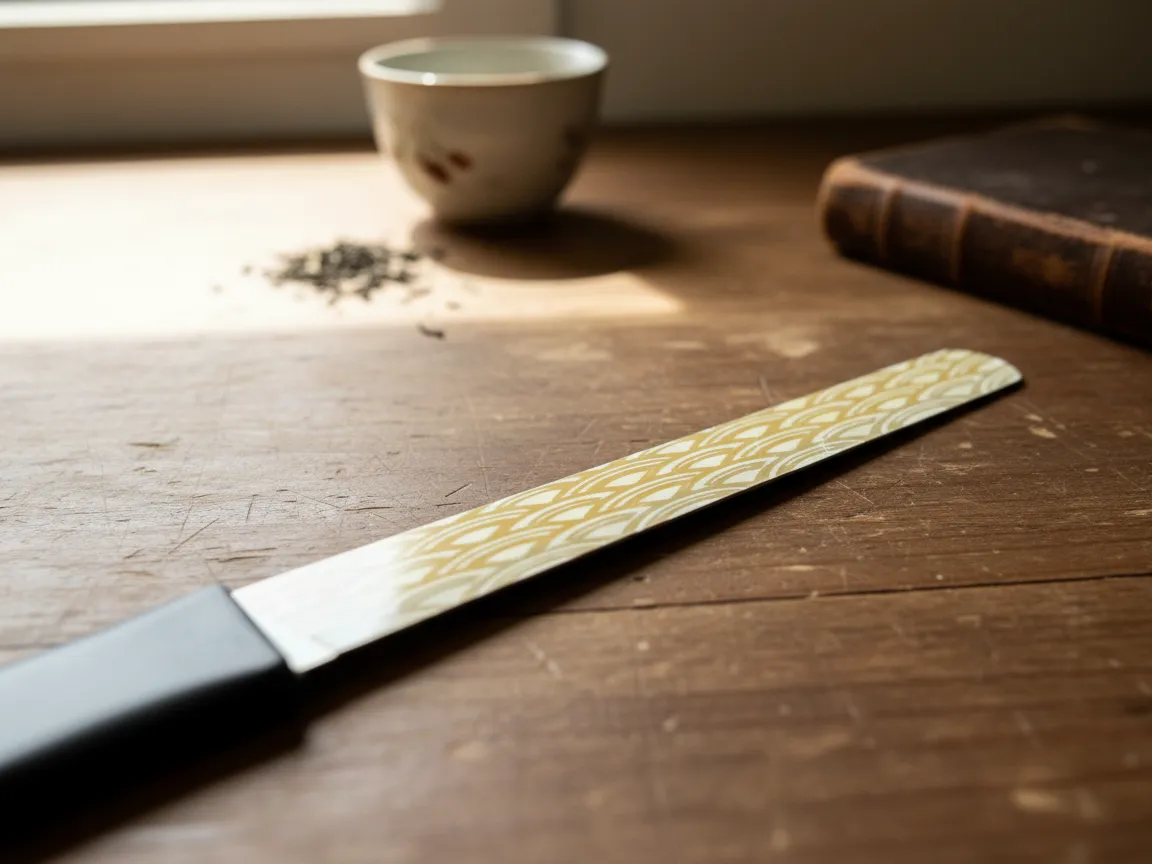 Seigaiha Wave Pattern Chef Knife laser engraved metal kitchen idea