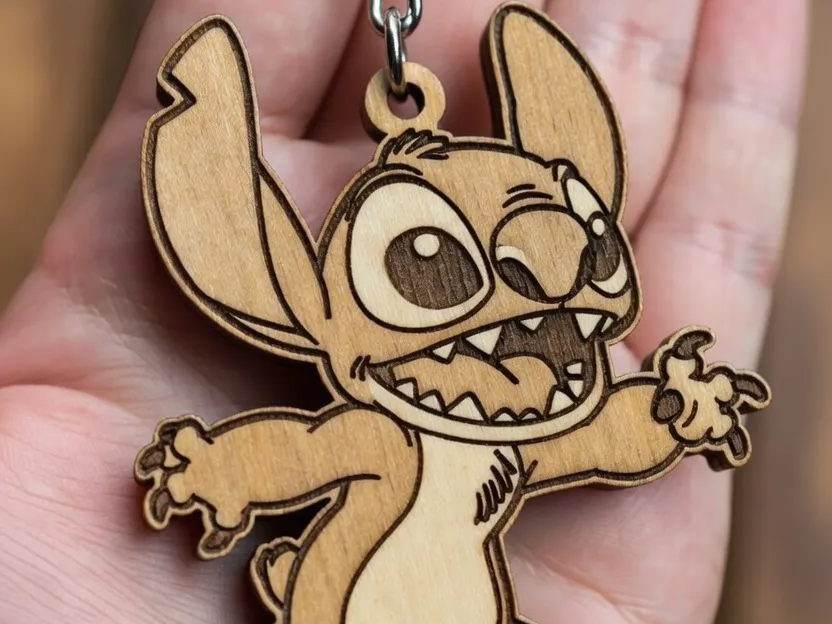 Wooden character keychain