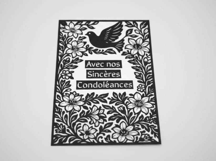 Condolence Card, French memorial sympathy gift design