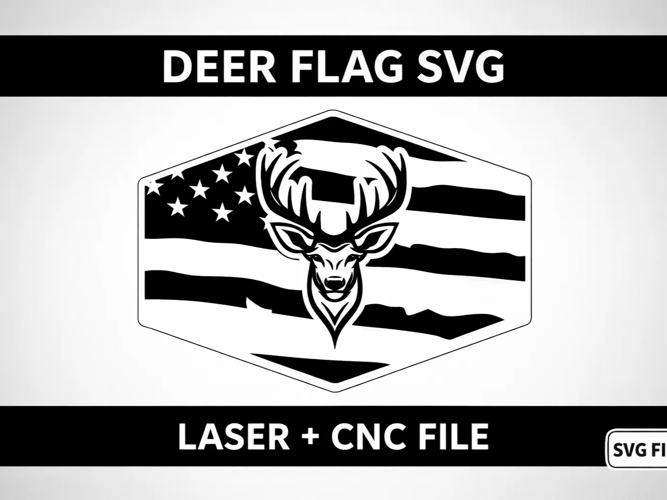 Deer Flag SVG Buck Hunting Laser CNC File American Flag Deer Design — free American flag wall art project file on Atomm