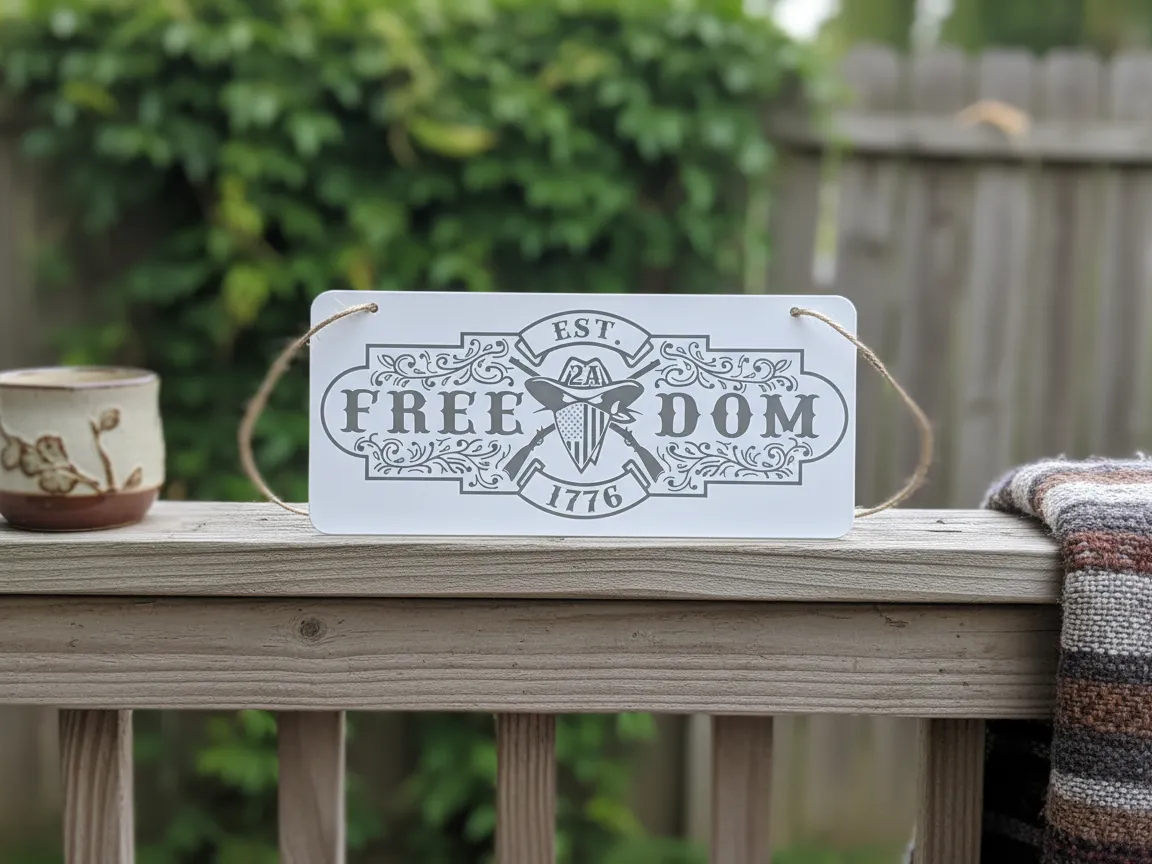 Laser Cut Freedom Wall Sign with Patriotic Design and Rope Hanger — free American flag wall art project file on Atomm