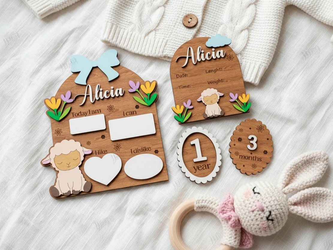 Baby Birth Announcement Sign Laser Cut Bundle. Newborn. Nursery Name ...
