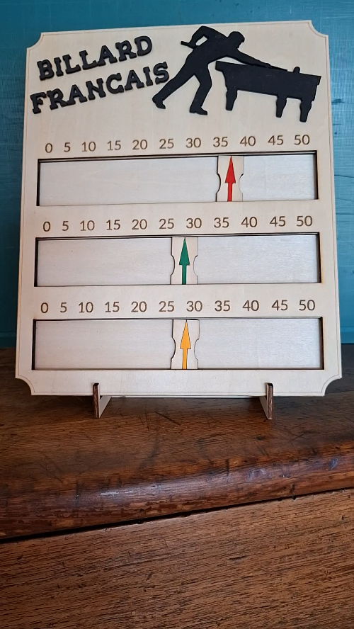 [Laser cut and engrave] Marqueur de score mural pour billard français en bois **#2026fathersdaycontest**