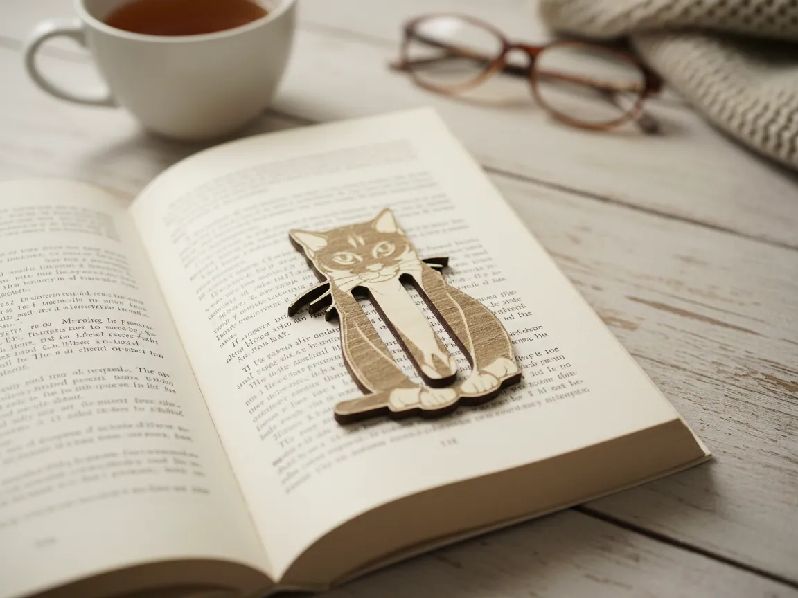 Cat-Shaped Bookmark for Book Lovers bookmark design