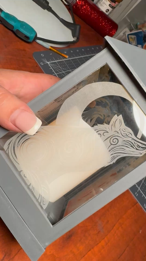 [Laser cut and engrave] Stylized Fox and Moon Illustration