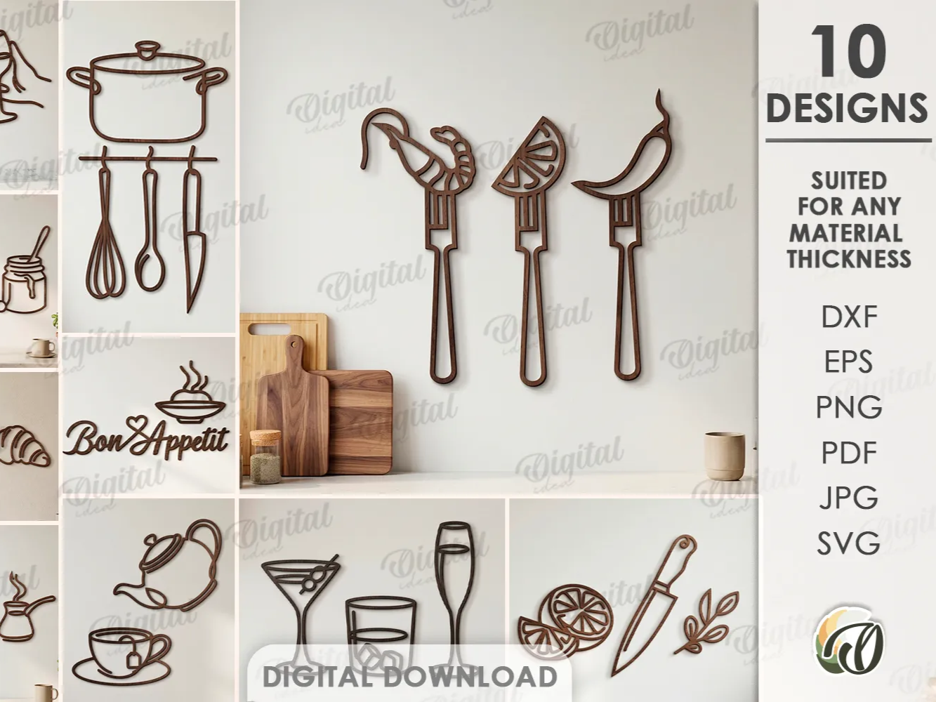 Minimalist Kitchen Line Art Bundle kitchen wall art and decor idea