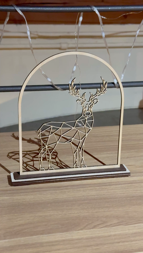 [Laser cut and engrave] Laser Cut Geometric Deer Wooden Table Ornament