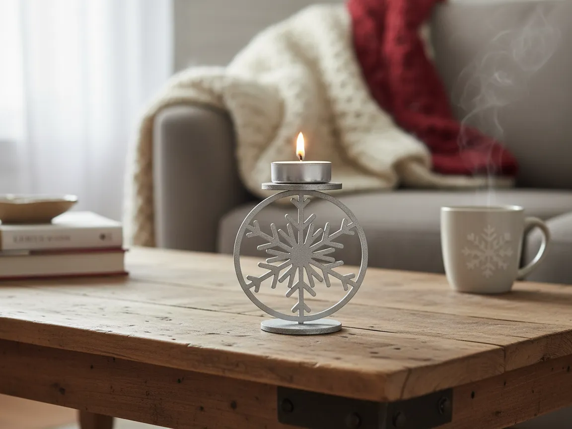 Silver Snowflake Tea Light Candle Holder christmas gift for mom design
