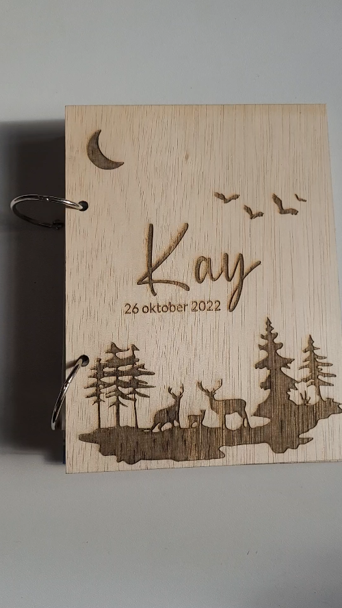 [Laser cut and engrave] Personalized Laser Cut Wooden Notebook Cover with Nature Design