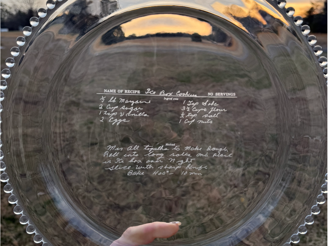 Handwritten Recipe Engraved Serving Platter wedding gift design