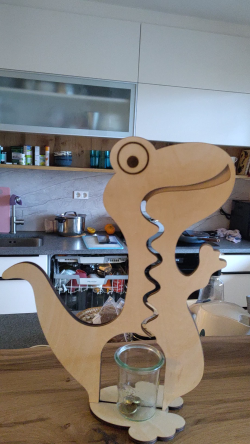 [Laser cut and engrave] Laser Cut Wooden Dinosaur Piggy Bank - Dinosaurier Spardose - Spenden Box -