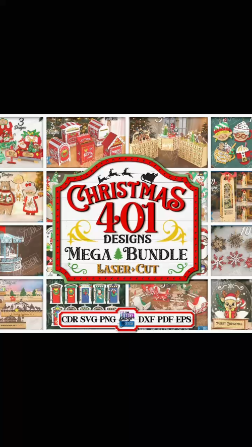 [Laser cut and engrave] 401 Christmas Mega Bundle Laser Cut, 3D Christmas Decorations, Ornaments, Holiday Decor, Shelf Sitters, Lanterns
