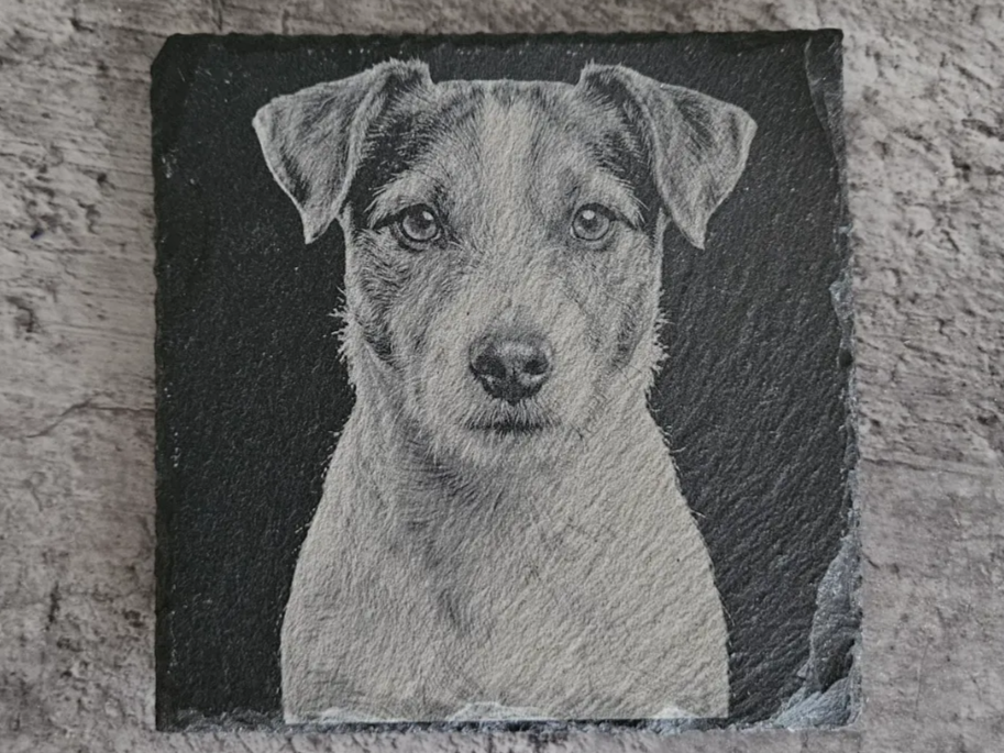 Ritratto di Jack Russell Terrier su sottobicchiere quadrato in ardesia sublimation coasters idea