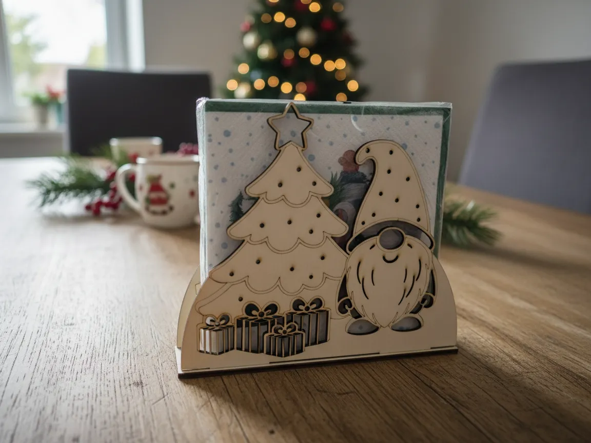 Gnome with Christmas tree Napkin holder