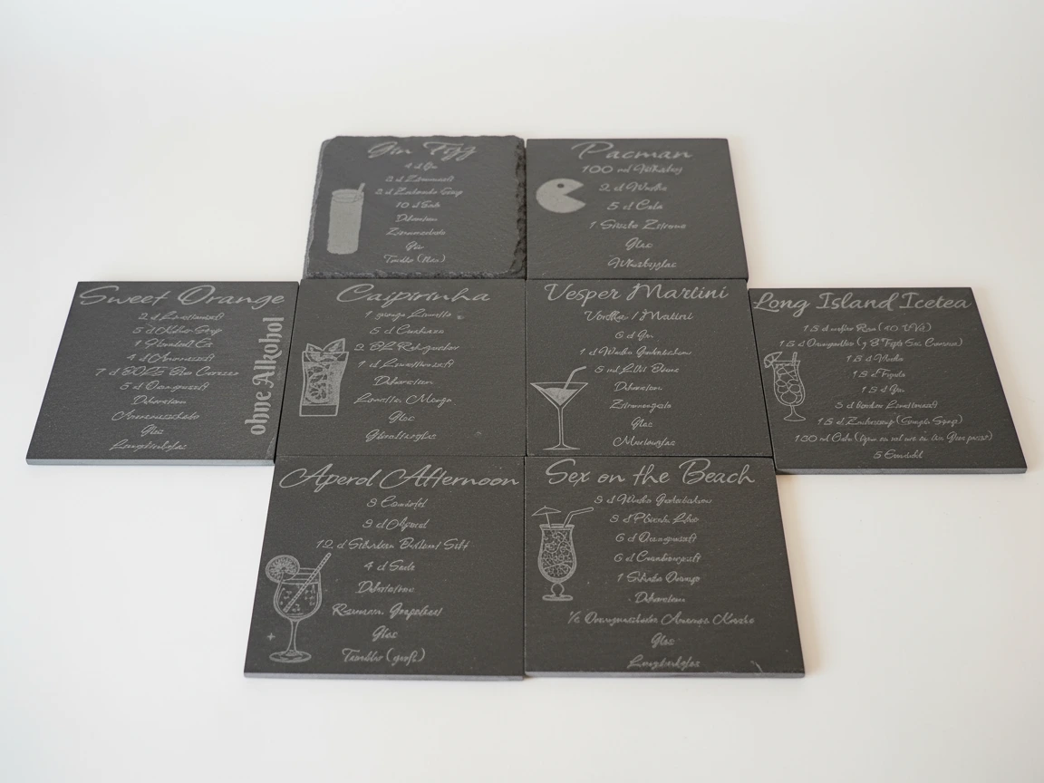Slate Cocktail Recipe Coaster Set
