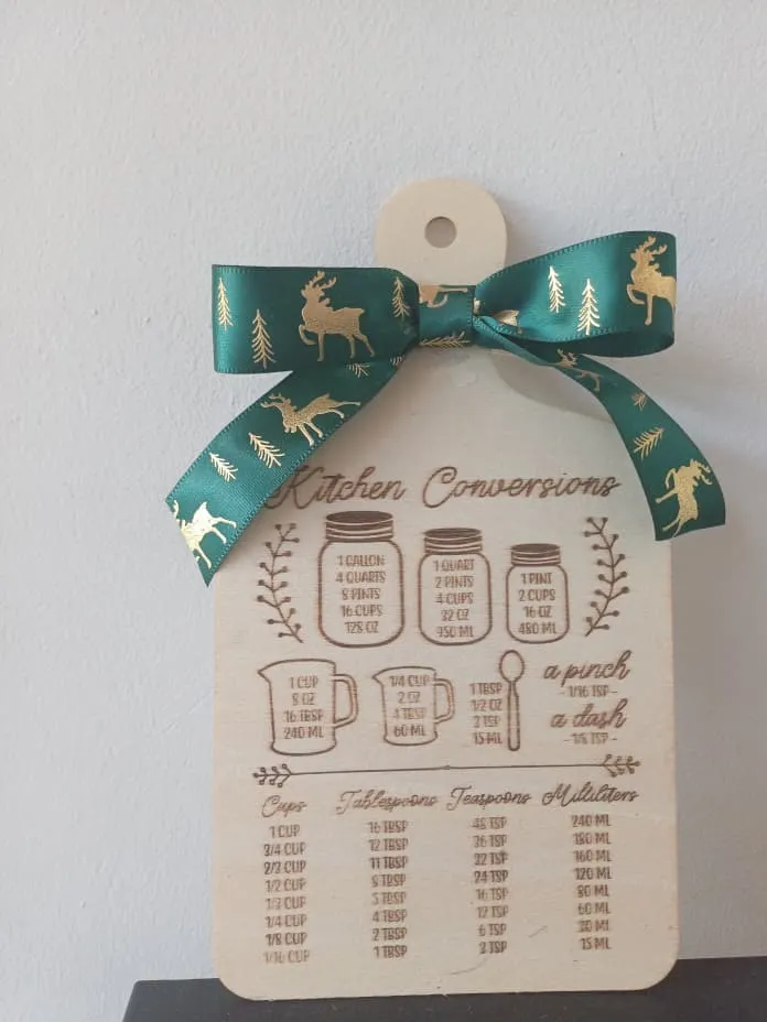 Laser Engraved Cutting Board with Kitchen Conversion Measurements dad birthday gift idea
